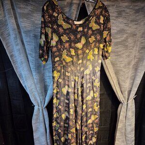Vintage 90s Marrika Nakk Butterfly Print Dress